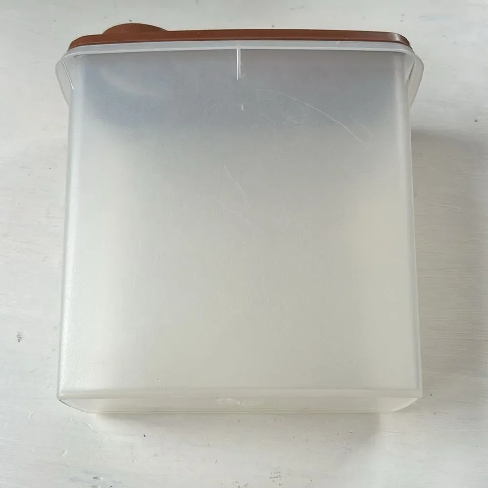 Tupperware Vintage Brown and White Storage Container
